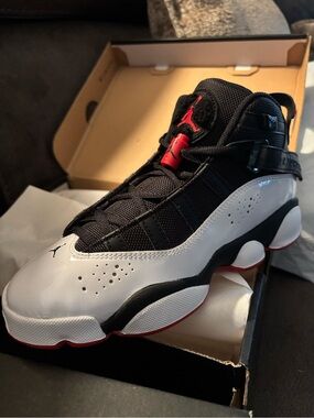 Jordan 6 rings boys High-Top Basketball Sneakers - Black/White/Red 2 pair 4.5
